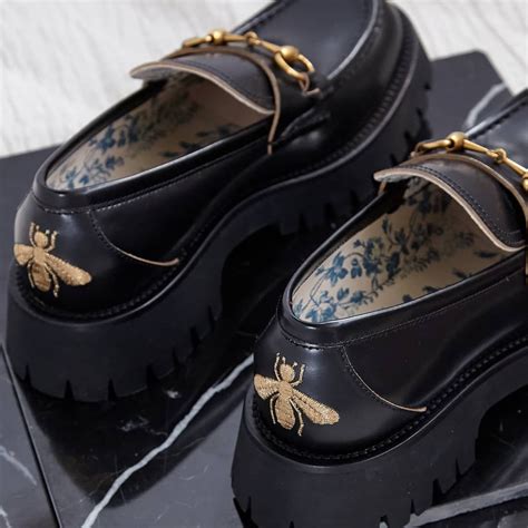 gucci bee loafer|Women's Designer Platform Loafers & Heeled Slip.